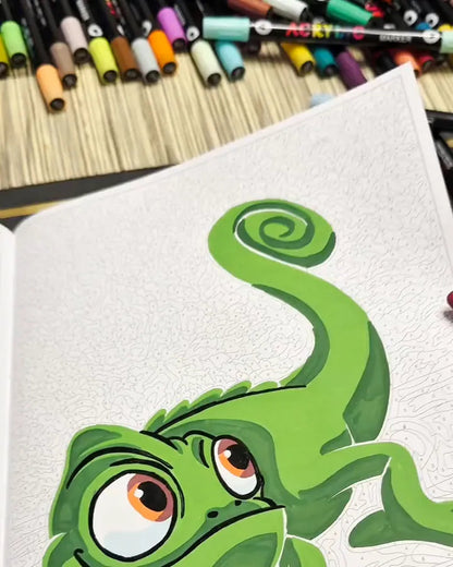 Pascal the chameleon colored in: the back of the page stays white