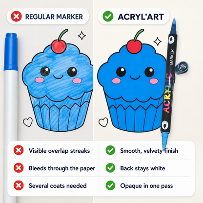 Regular marker vs ACRYL'ART comparison